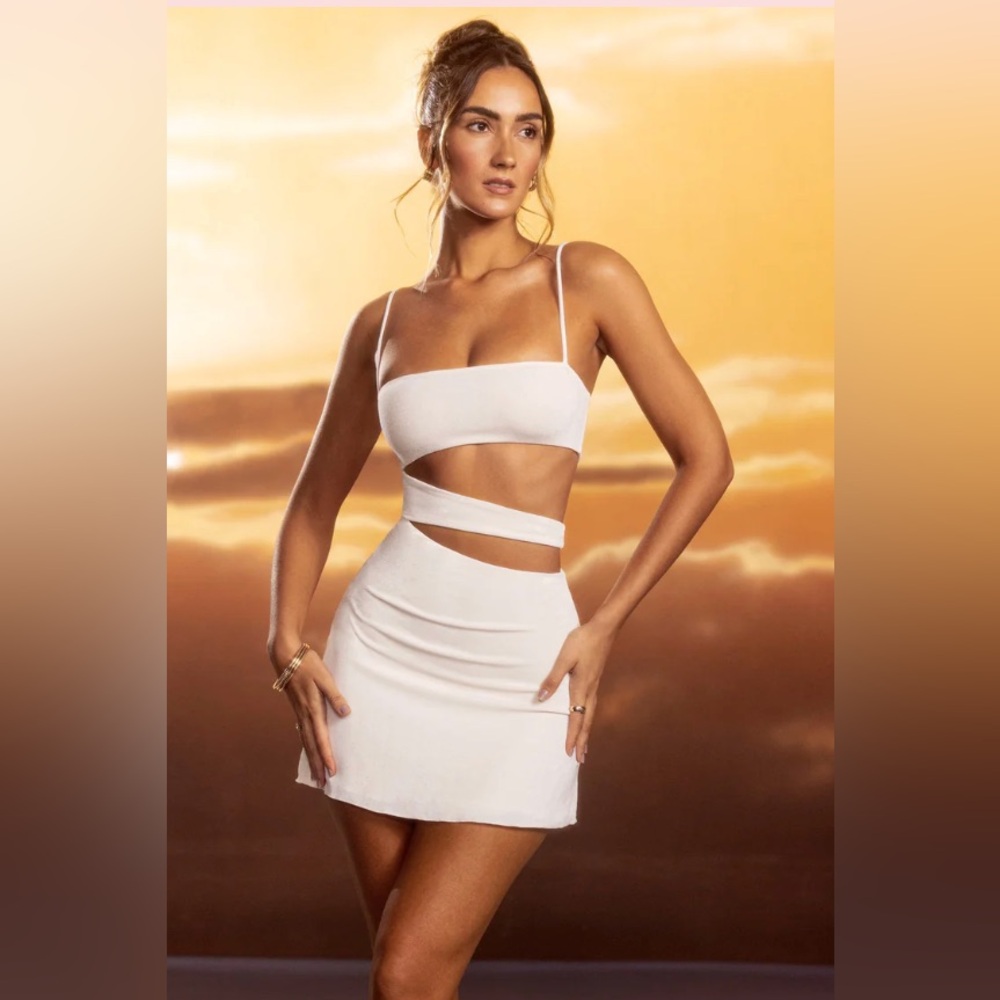 Oh Polly Cream Cut-Out Dress